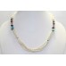 Tibetan Silver Necklace Beaded Turquoise Pearl Gem Stone Handmade C 331